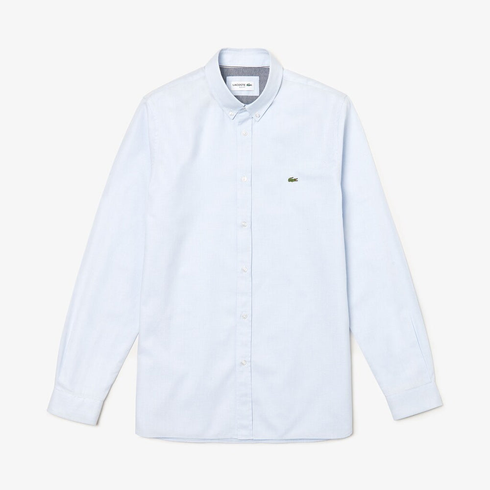 Men's Slim Fit Polka Dot Cotton Poplin Shirt / Lacoste