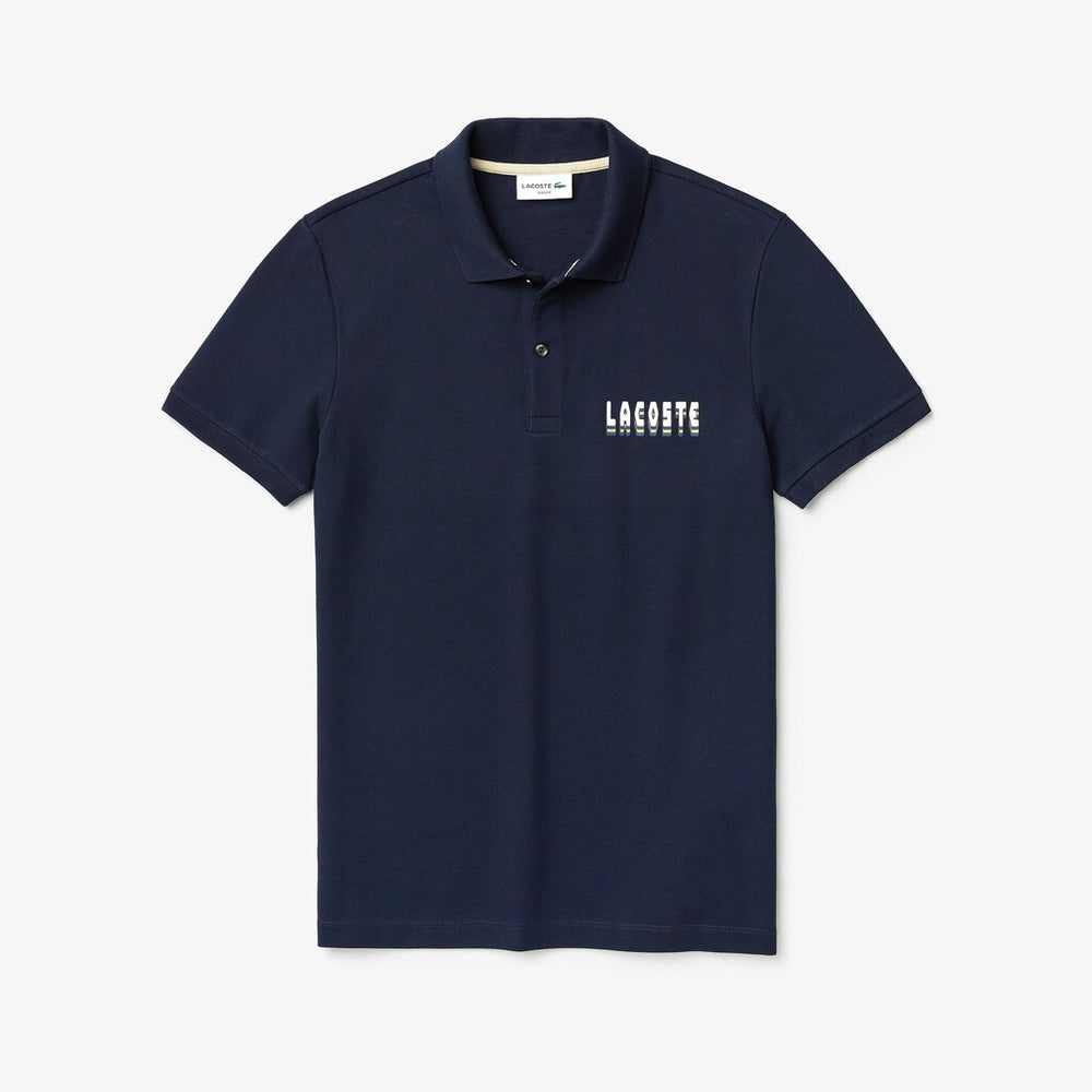 Men's 3D-Lettering Slim Fit Stretch Cotton Piqué Polo / Lacoste
