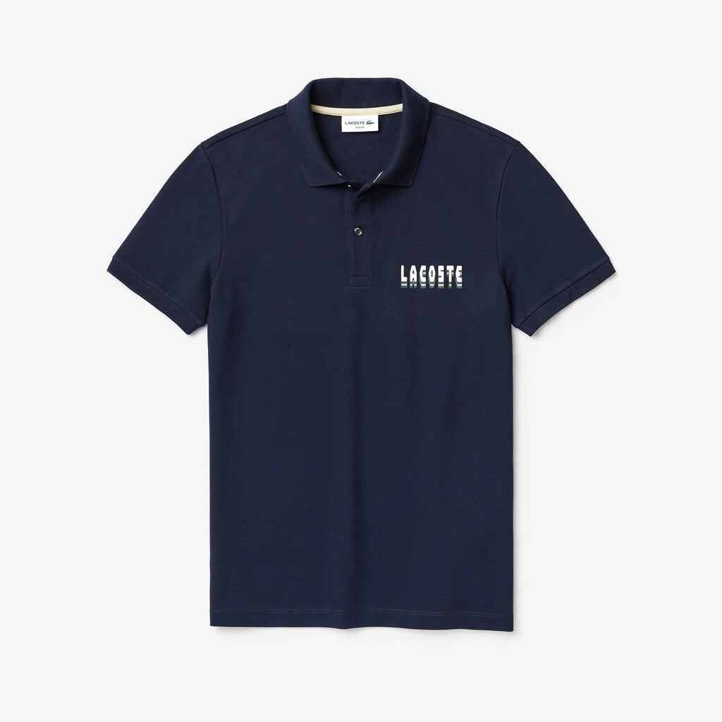 Men's 3D-Lettering Slim Fit Stretch Cotton Piqué Polo / Lacoste