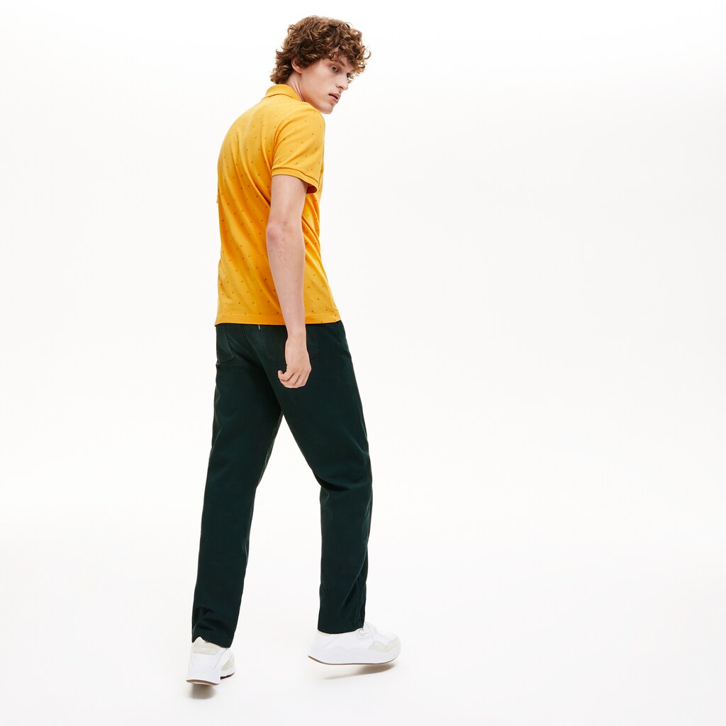 Men's Slim Fit Patterned Cotton Mini Piqué Polo / Lacoste