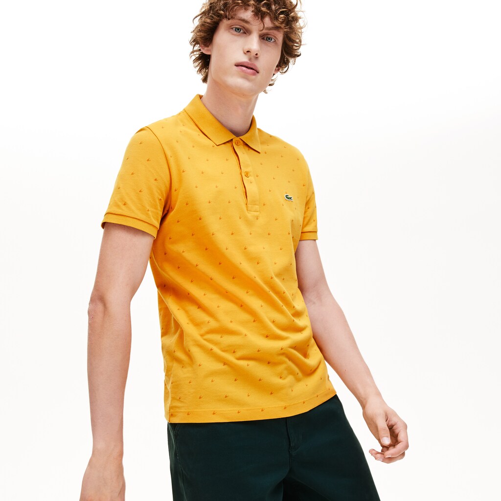 Men's Slim Fit Patterned Cotton Mini Piqué Polo / Lacoste