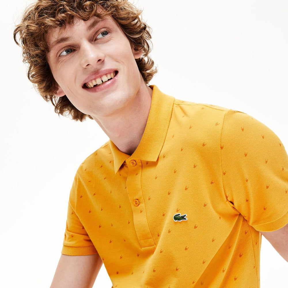 Men's Slim Fit Patterned Cotton Mini Piqué Polo / Lacoste