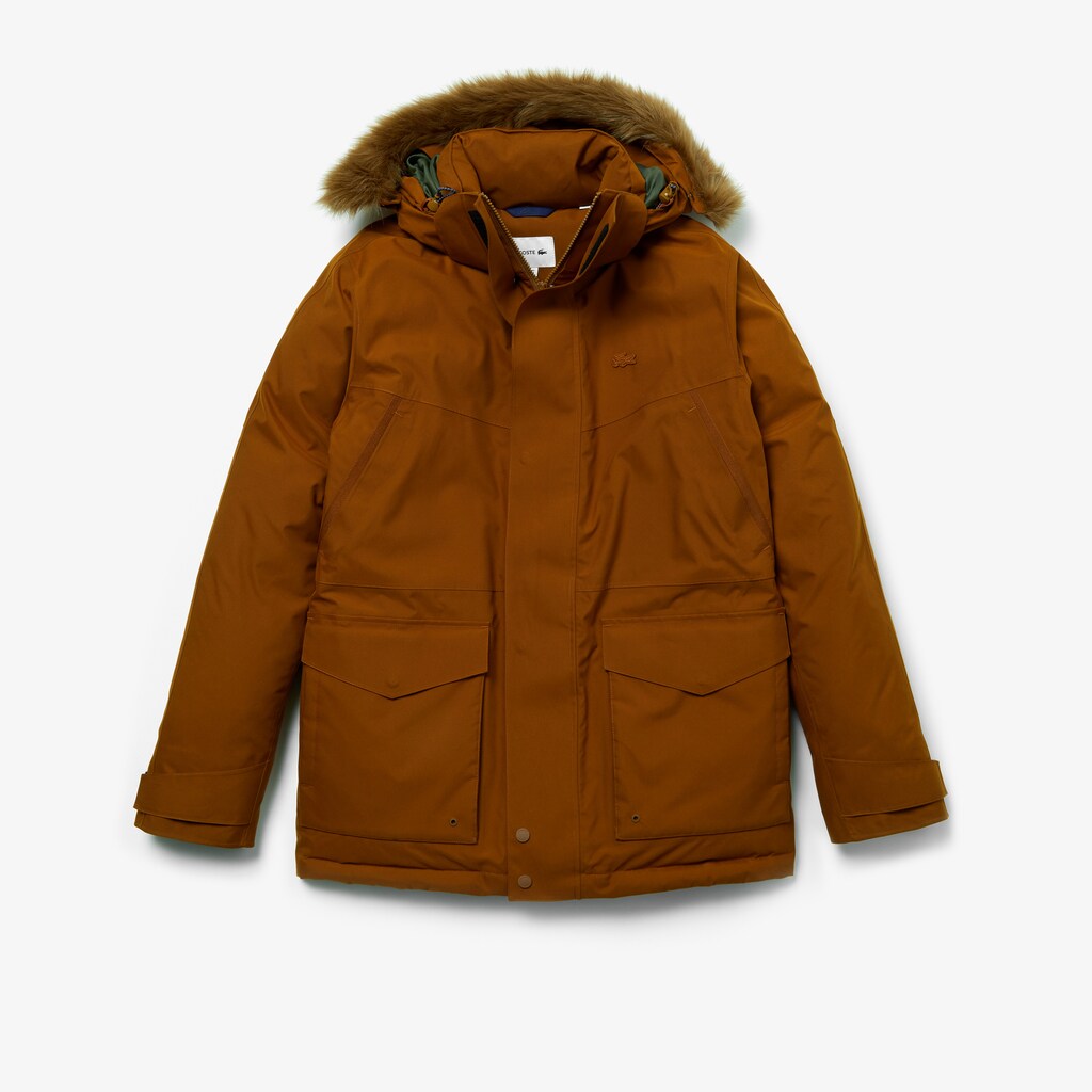 Men's Detachable Faux Fur Hood Long Quilted Parka / Lacoste