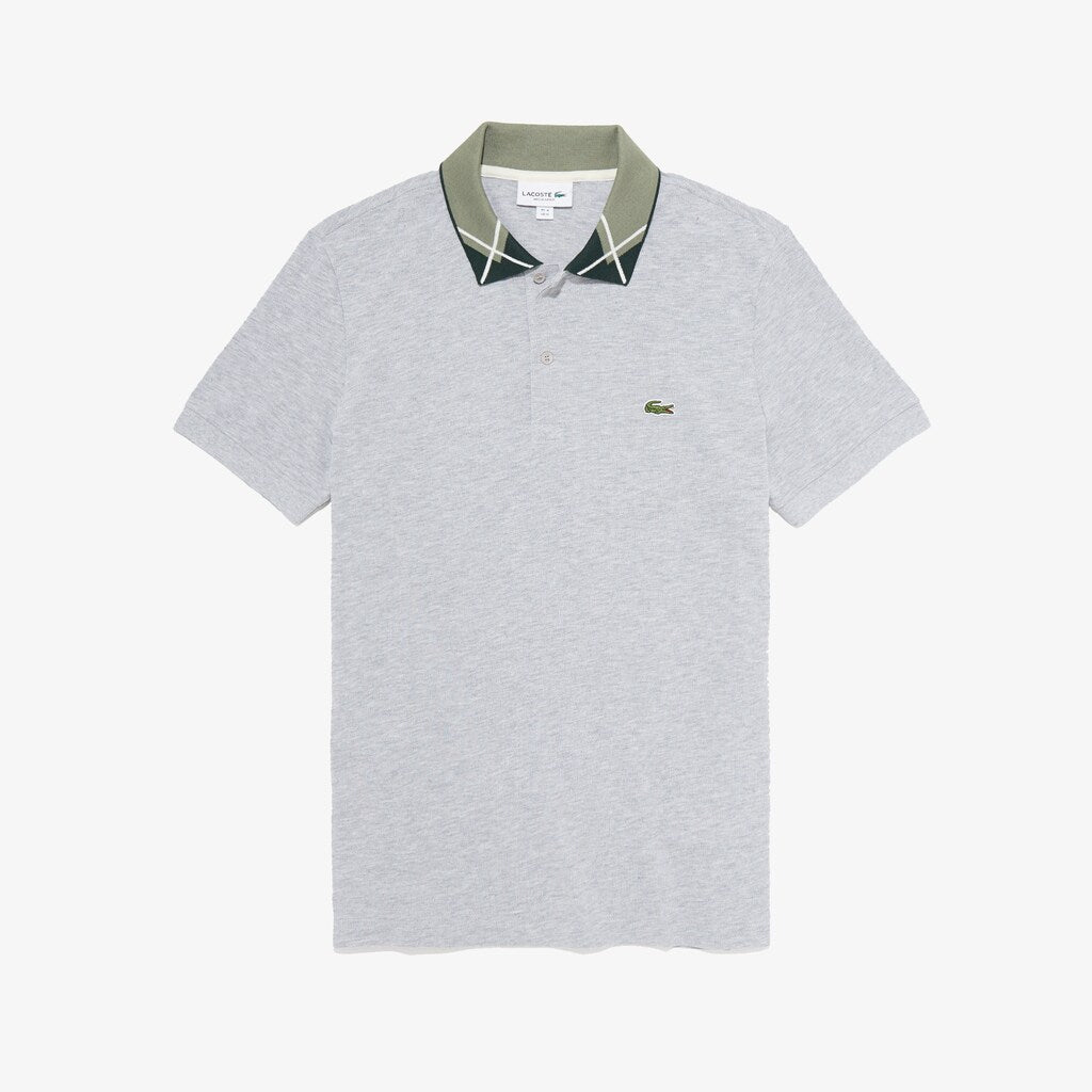 Men's Regular Fit Jacquard-Collar Cotton Piqué Polo Shirt / Lacoste