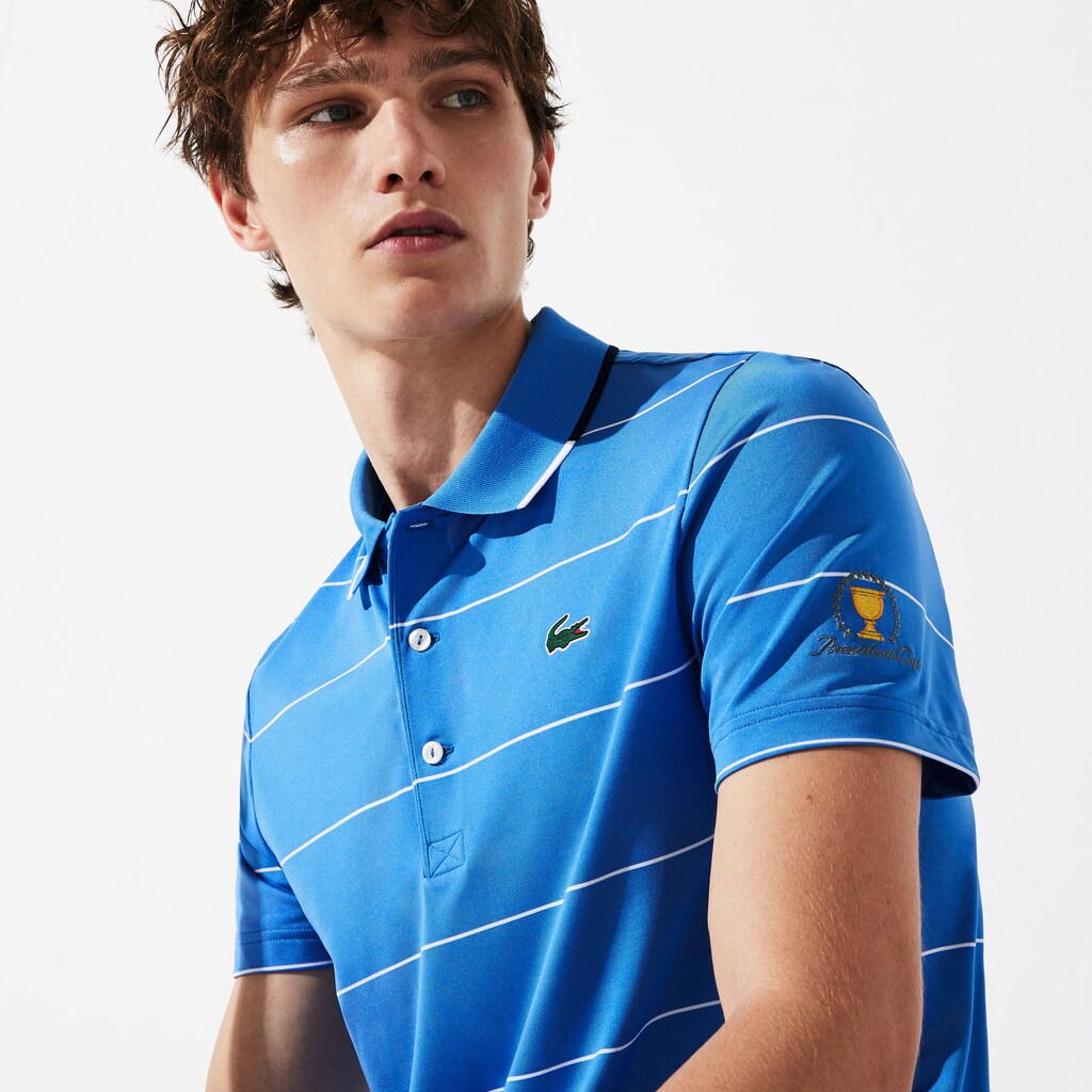 Men's Presidents Cup Striped Breathable Stretch Jersey Golf Polo Shirt / Lacoste