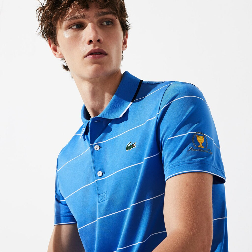 Men's Presidents Cup Striped Breathable Stretch Jersey Golf Polo Shirt / Lacoste