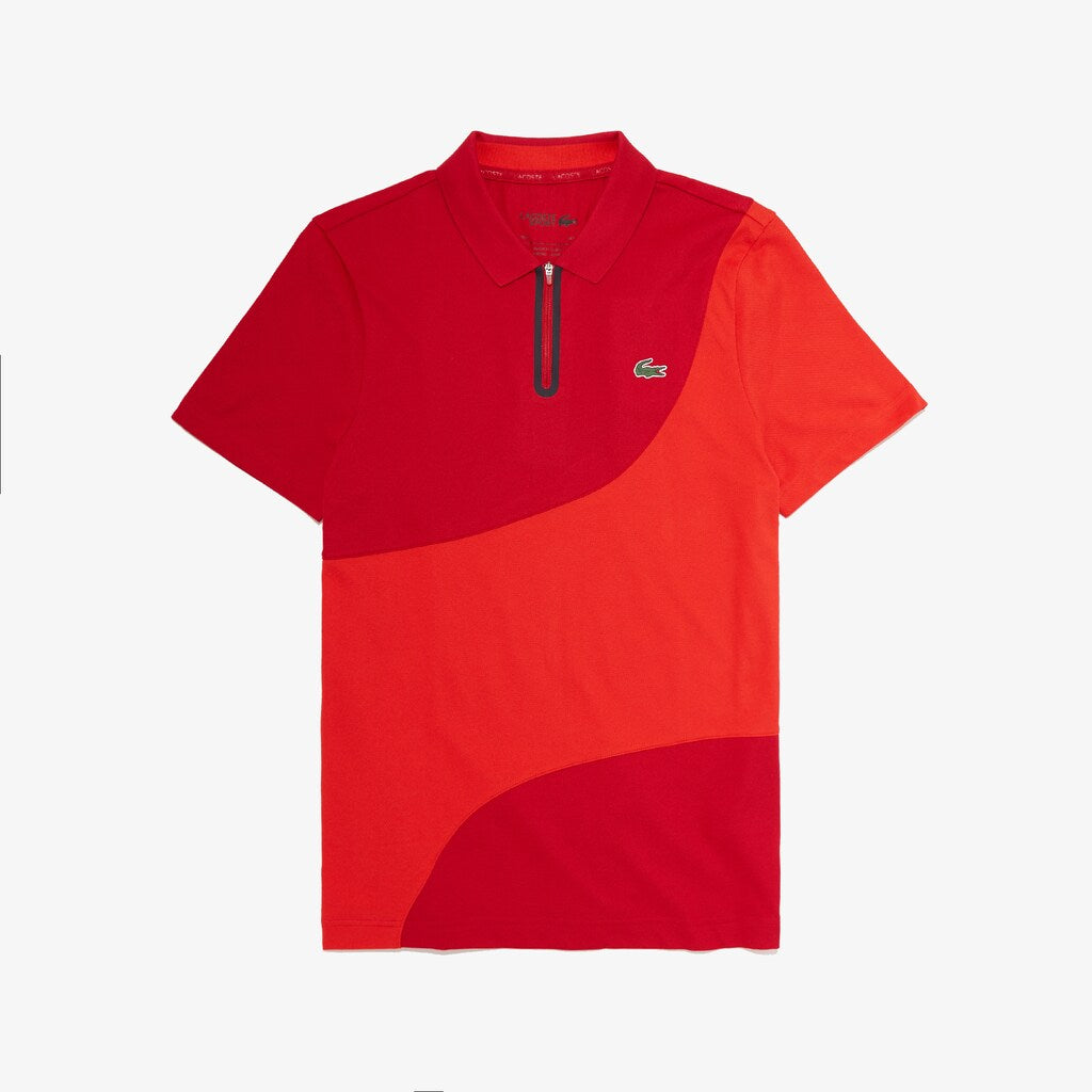 Men's SPORT Color-Blocked Breathable Piqué Zip Golf Polo Shirt / Lacoste