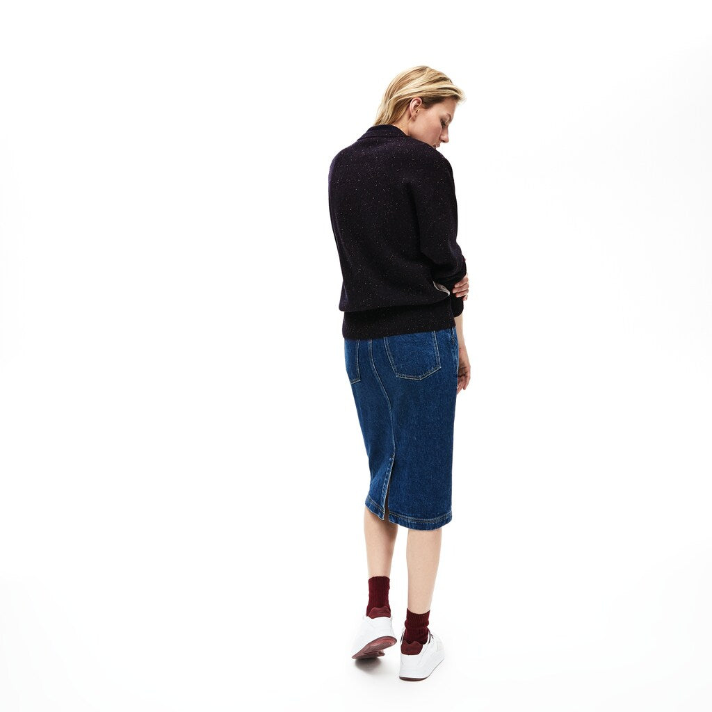 Women's Winter Design Cotton And Wool Blend Jacquard Sweater / Lacoste