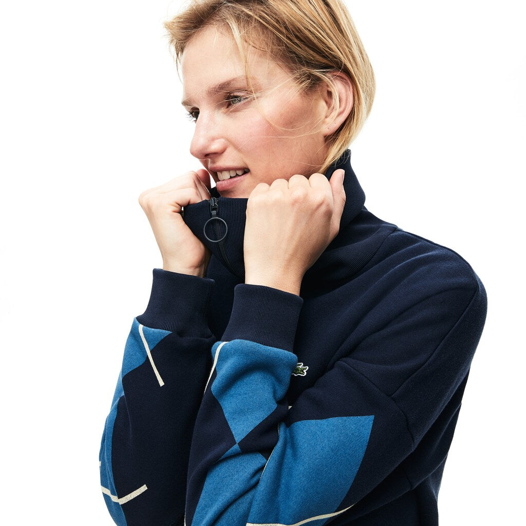 Women's Made In France Jacquard Patterned Fleece Sweatshirt Dress / Lacoste
