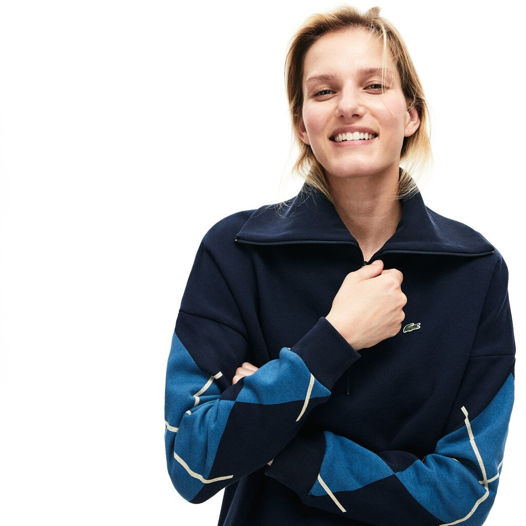 Women's Made In France Jacquard Patterned Fleece Sweatshirt Dress / Lacoste