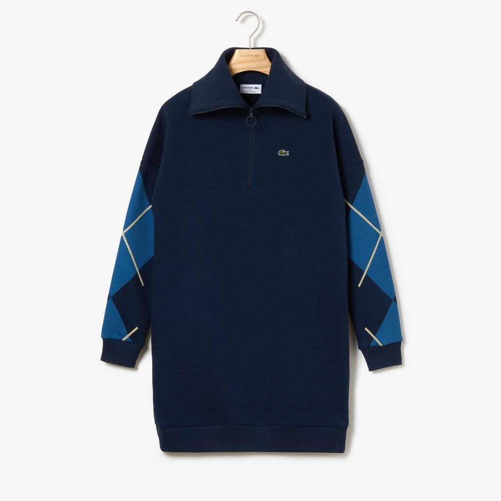 Women's Made In France Jacquard Patterned Fleece Sweatshirt Dress / Lacoste