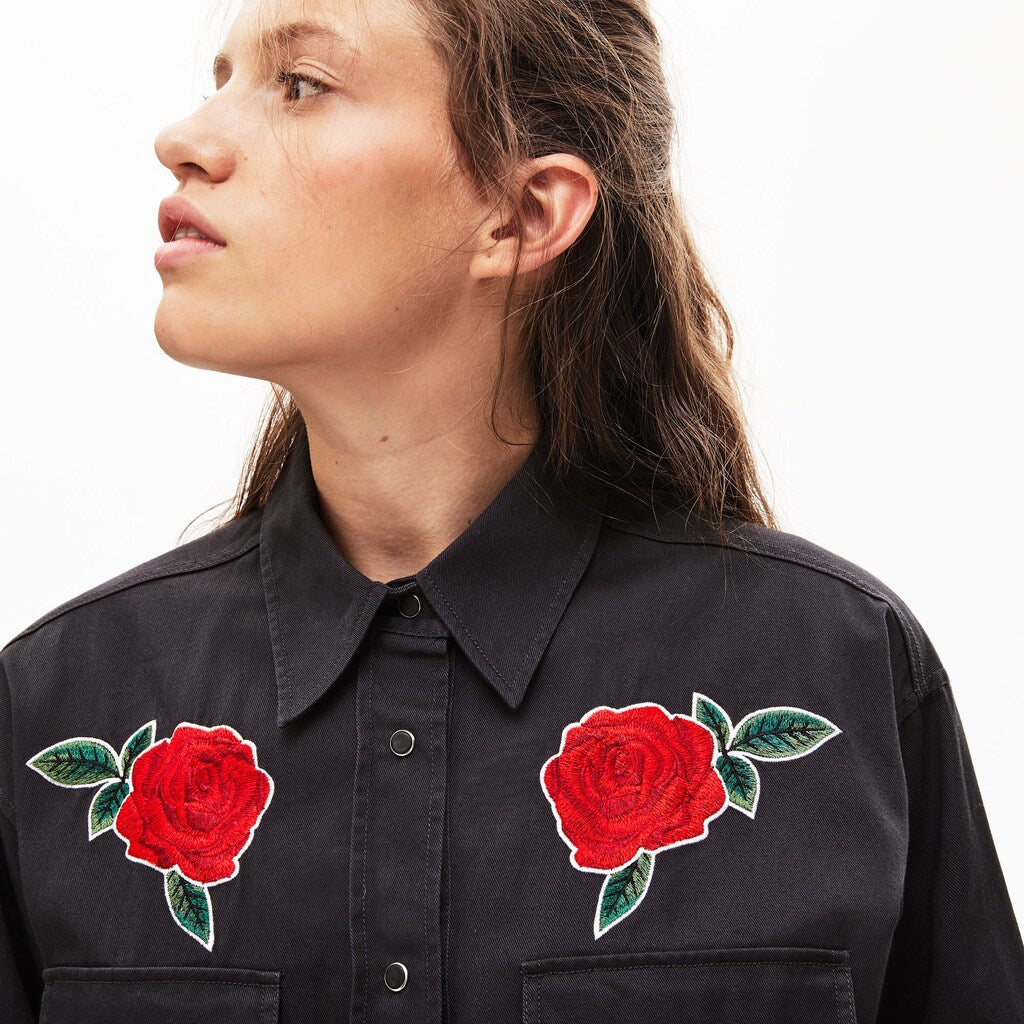 Women's LIVE Rose-Embroidered Cotton Shirtdress / Lacoste