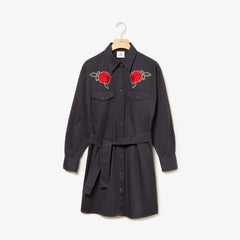 Women's LIVE Rose-Embroidered Cotton Shirtdress / Lacoste