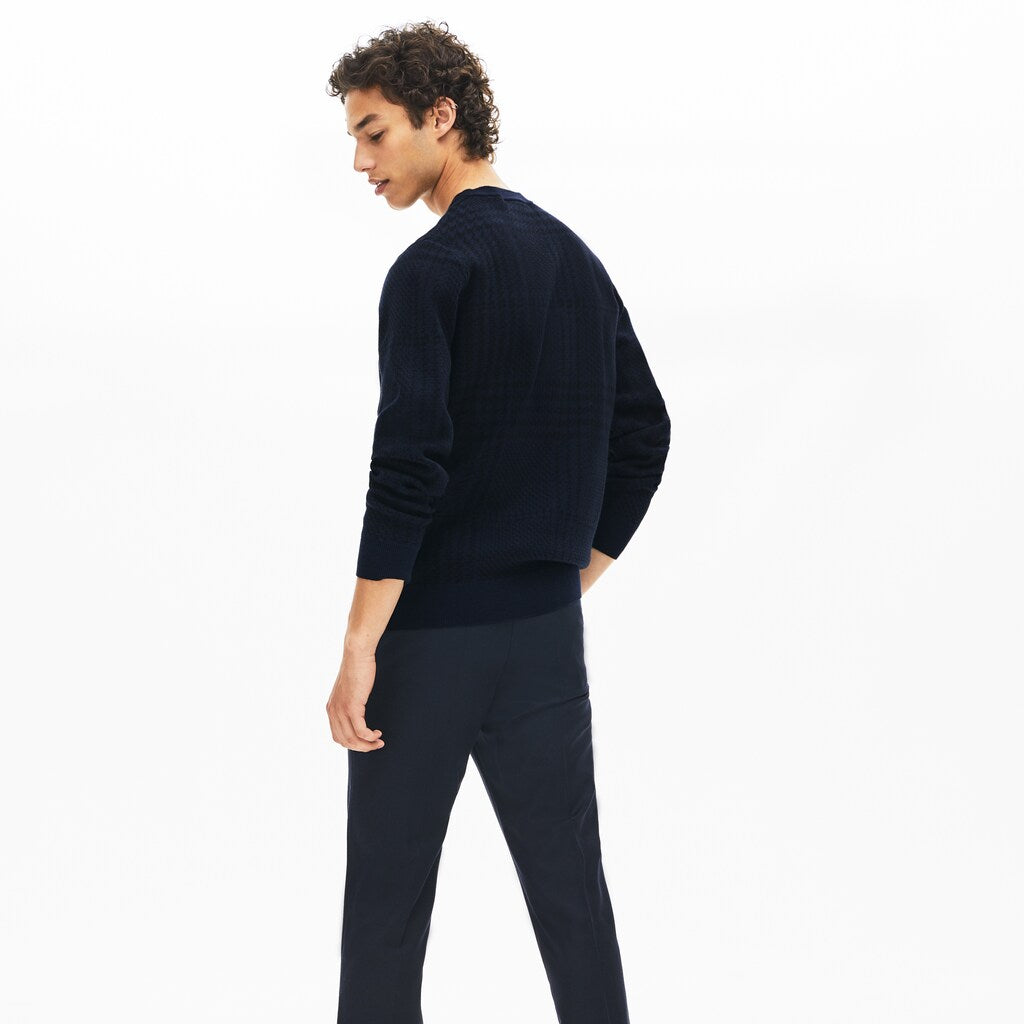 Men's Crewneck Houndstooth Cotton And Cashmere Sweater / Lacoste