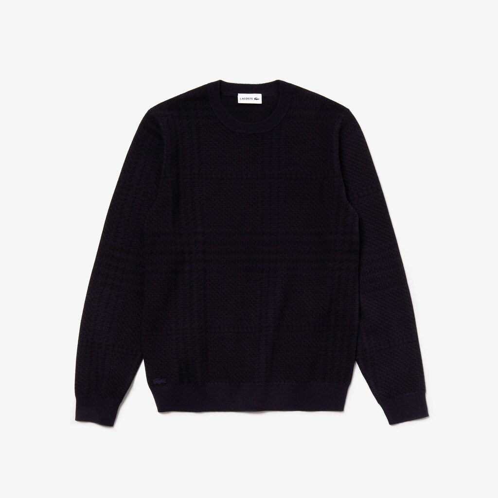 Men's Crewneck Houndstooth Cotton And Cashmere Sweater / Lacoste