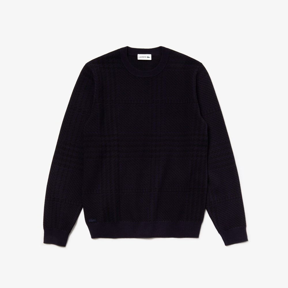 Men's Crewneck Houndstooth Cotton And Cashmere Sweater / Lacoste