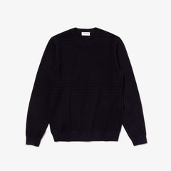 Men's Crewneck Houndstooth Cotton And Cashmere Sweater / Lacoste