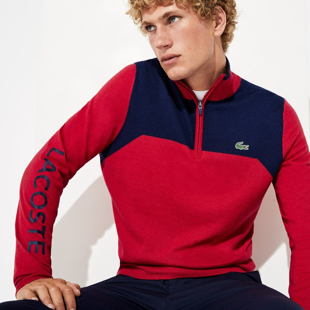 Men's SPORT Zip-Up Technical Wool Sweater / Lacoste