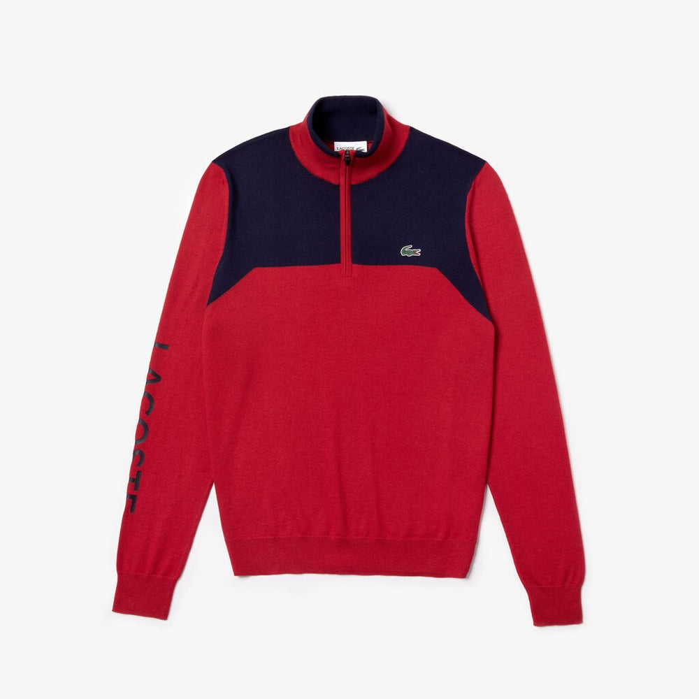 Men's SPORT Zip-Up Technical Wool Sweater / Lacoste