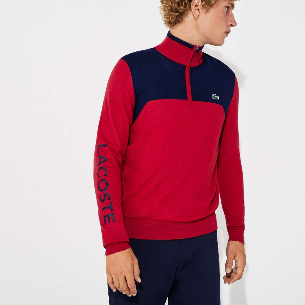 Men's SPORT Zip-Up Technical Wool Sweater / Lacoste
