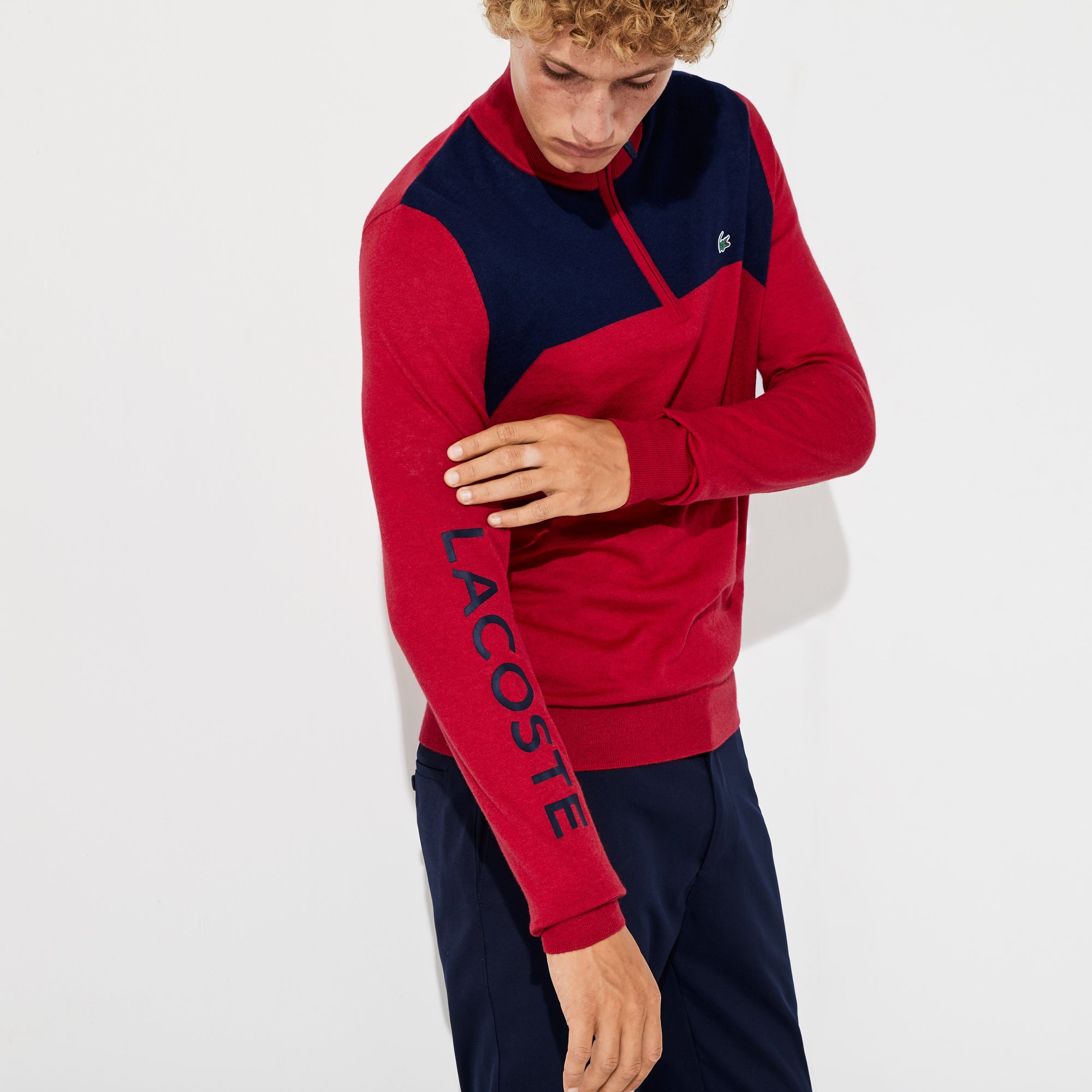 Men's SPORT Zip-Up Technical Wool Sweater / Lacoste