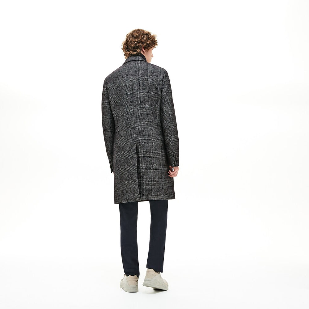 Men's Glen Plaid Wool Blend Chesterfield Coat / Lacoste