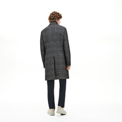 Men's Glen Plaid Wool Blend Chesterfield Coat / Lacoste