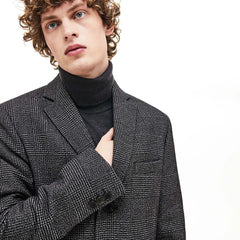 Men's Glen Plaid Wool Blend Chesterfield Coat / Lacoste