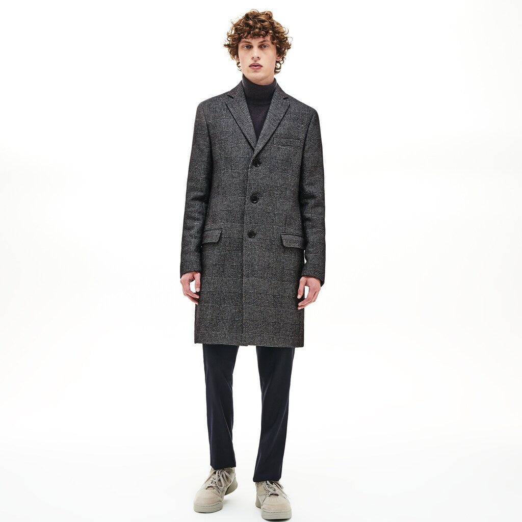 Men's Glen Plaid Wool Blend Chesterfield Coat / Lacoste