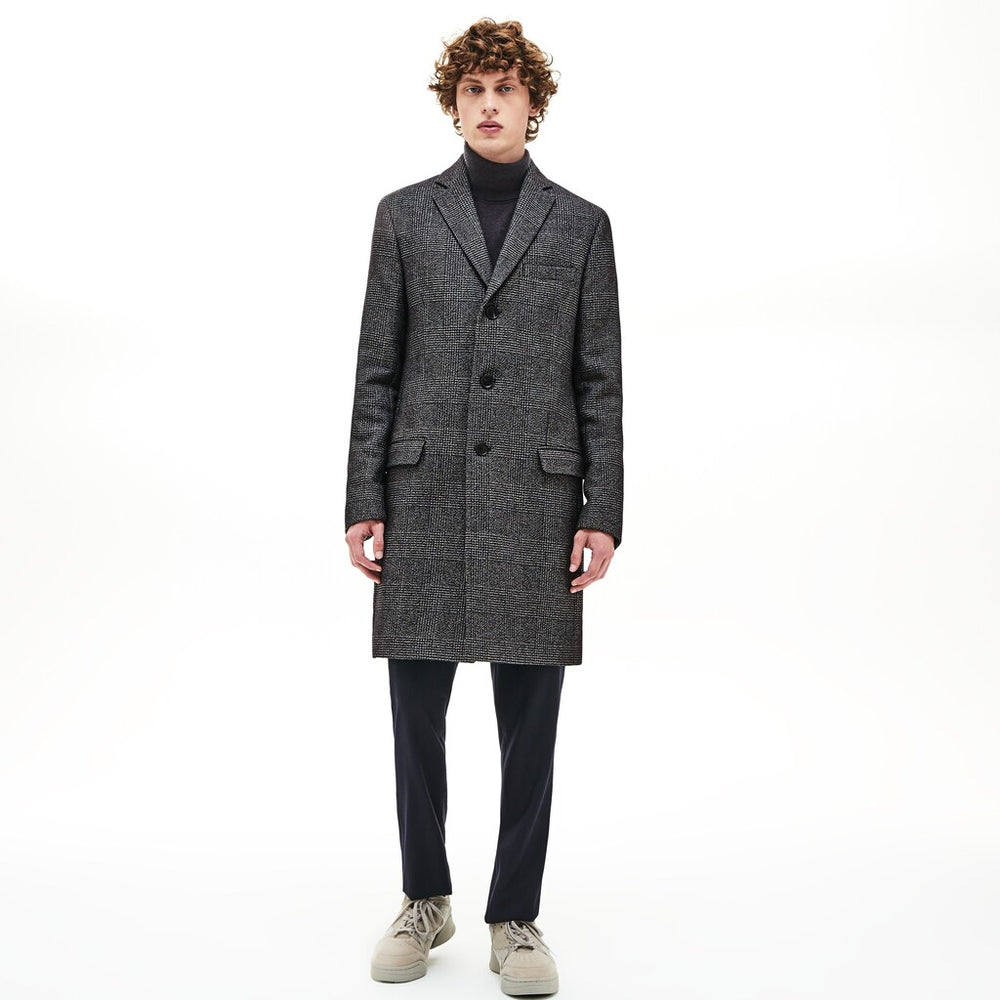 Men's Glen Plaid Wool Blend Chesterfield Coat / Lacoste