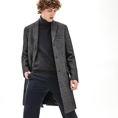 Men's Glen Plaid Wool Blend Chesterfield Coat / Lacoste