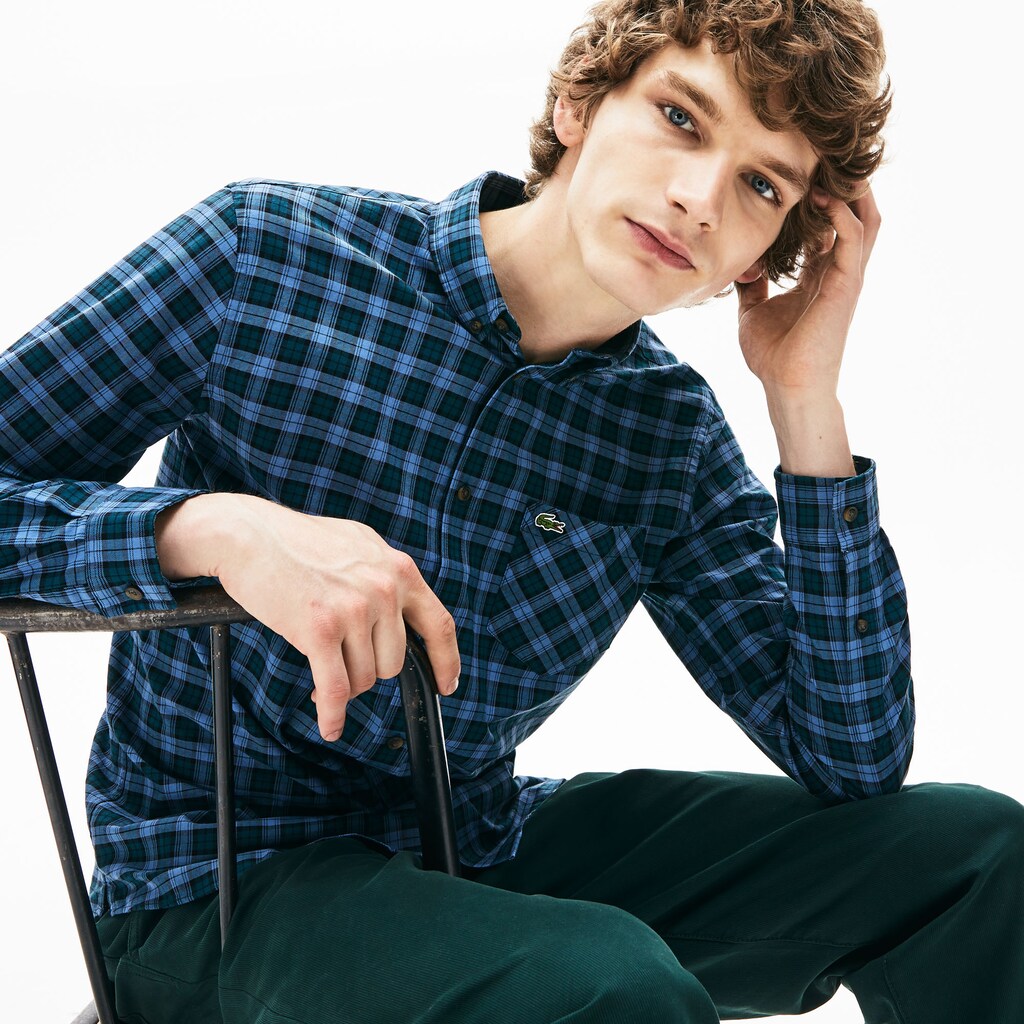 Men's Regular Fit Check Cotton Shirt / Lacoste