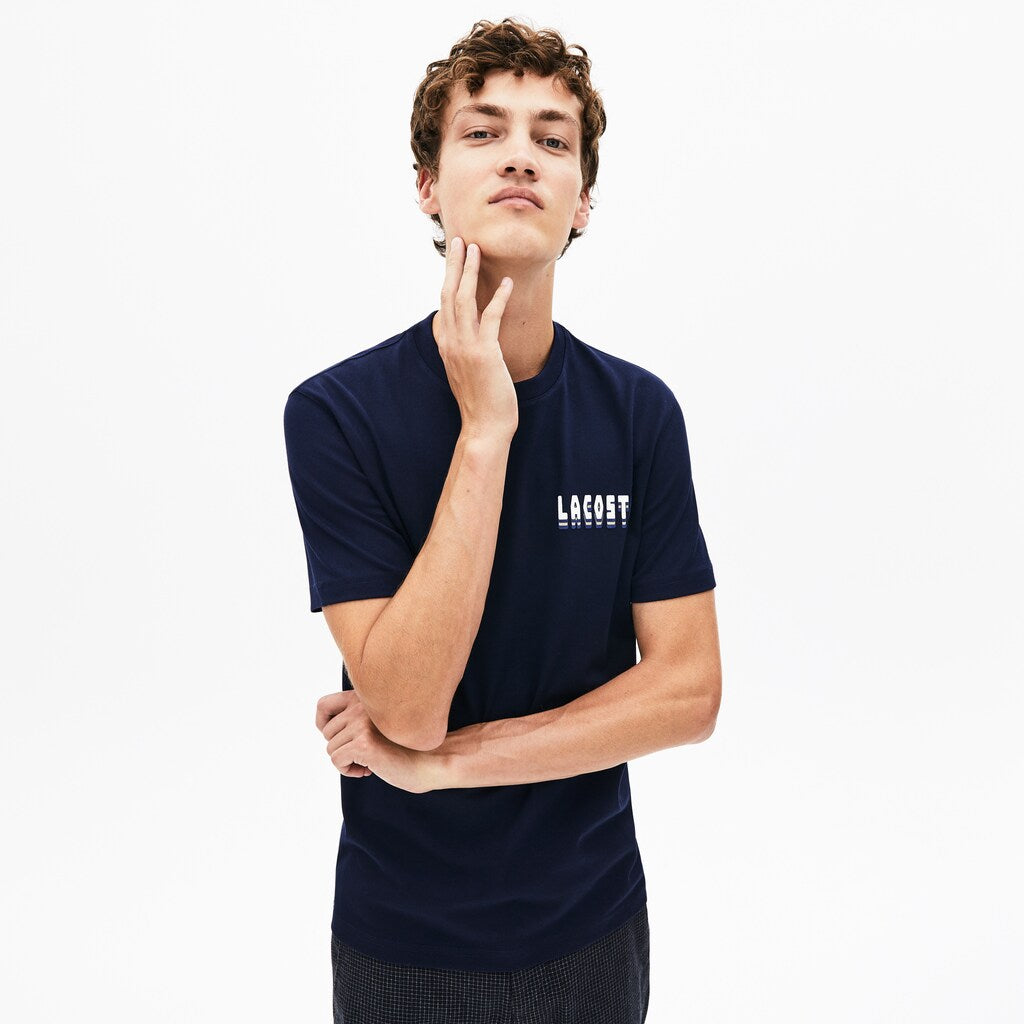 Men's Crewneck 3D-Lettering Cotton T-Shirt / Lacoste