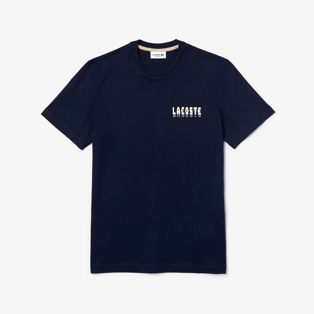 Men's Crewneck 3D-Lettering Cotton T-Shirt / Lacoste
