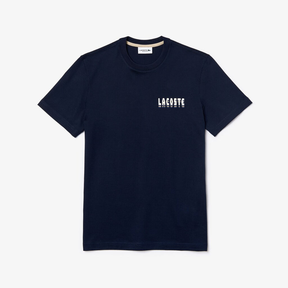 Men's Crewneck 3D-Lettering Cotton T-Shirt / Lacoste