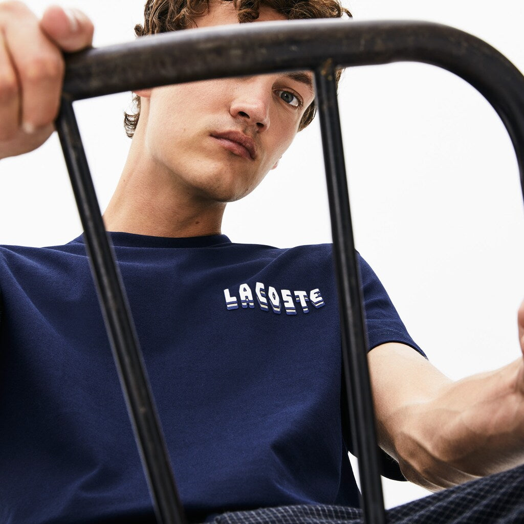Men's Crewneck 3D-Lettering Cotton T-Shirt / Lacoste