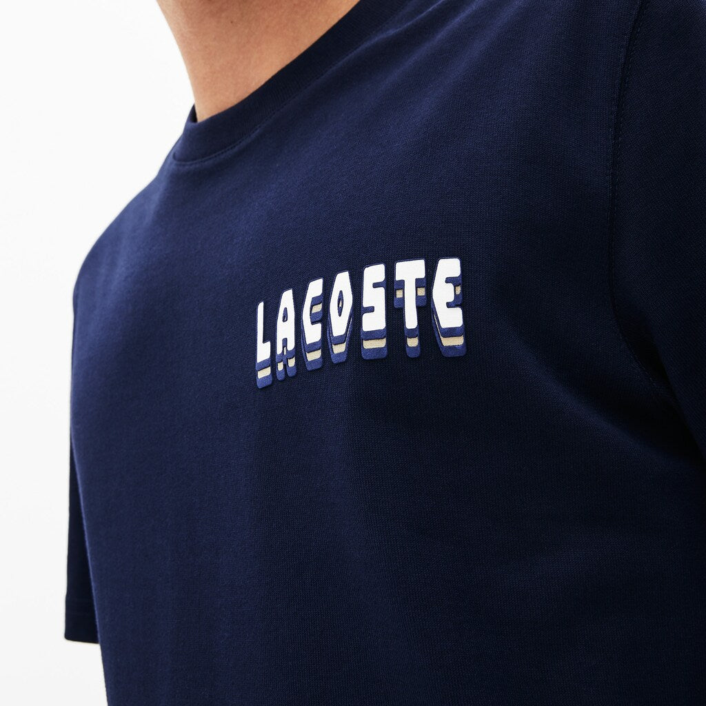 Men's Crewneck 3D-Lettering Cotton T-Shirt / Lacoste