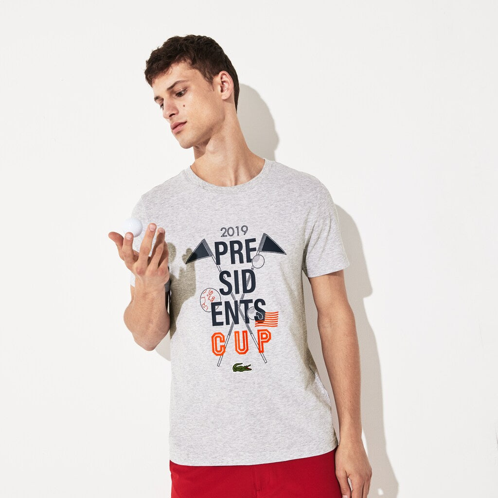 Men's Presidents Cup Breathable Printed Cotton Blend Golf T-Shirt / Lacoste