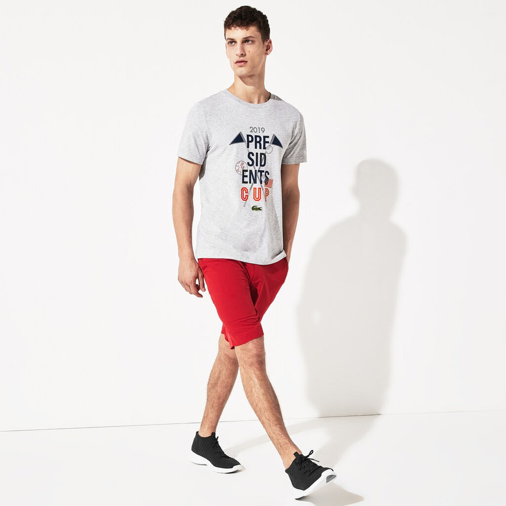 Men's Presidents Cup Breathable Printed Cotton Blend Golf T-Shirt / Lacoste