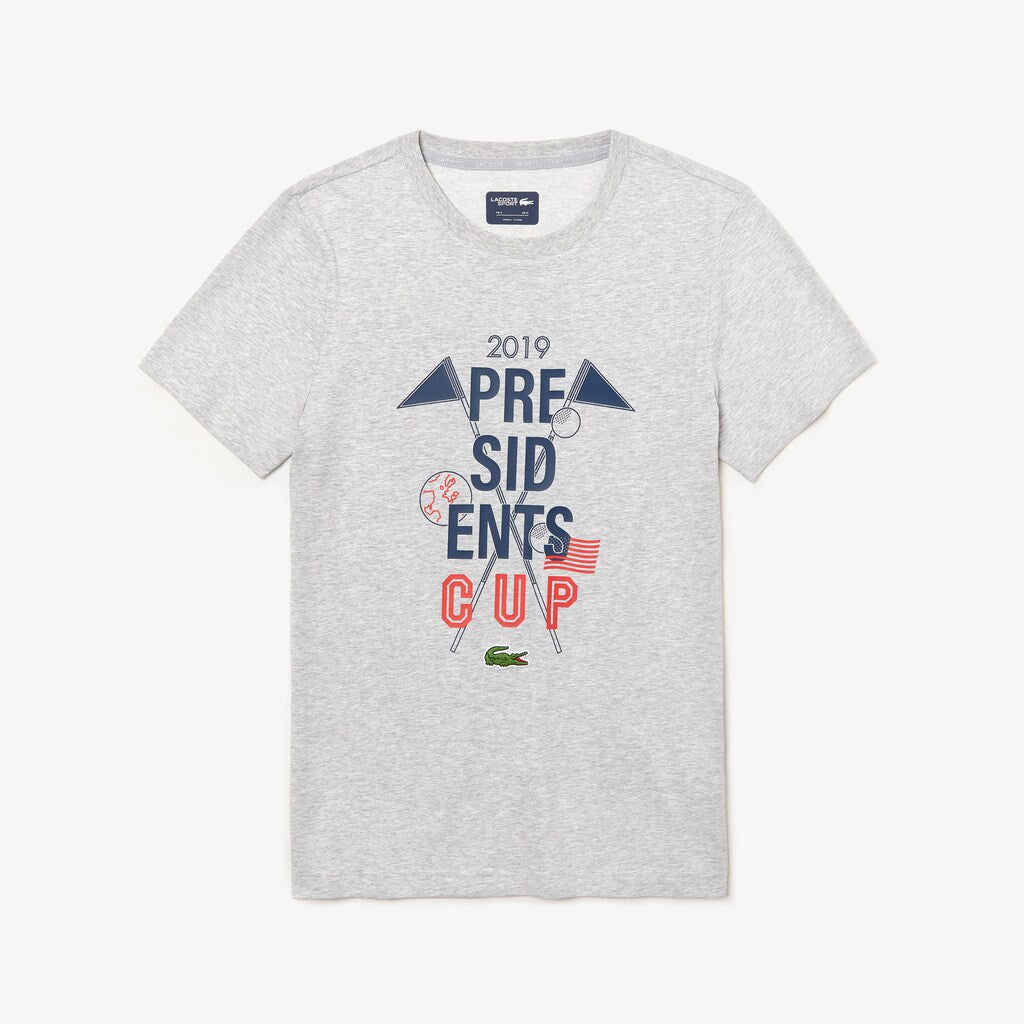 Men's Presidents Cup Breathable Printed Cotton Blend Golf T-Shirt / Lacoste