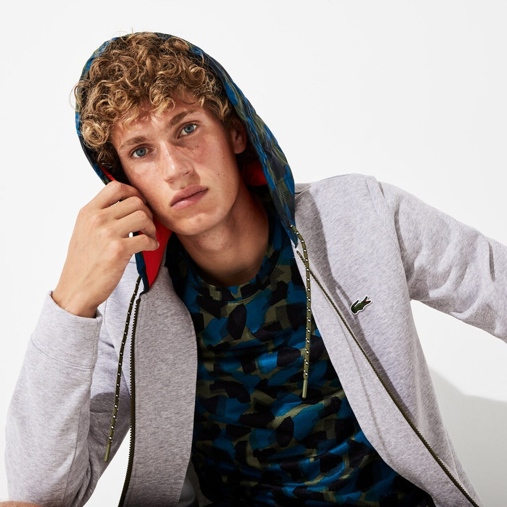 Men's SPORT Contrast Hood Fleece Zip Sweatshirt / Lacoste