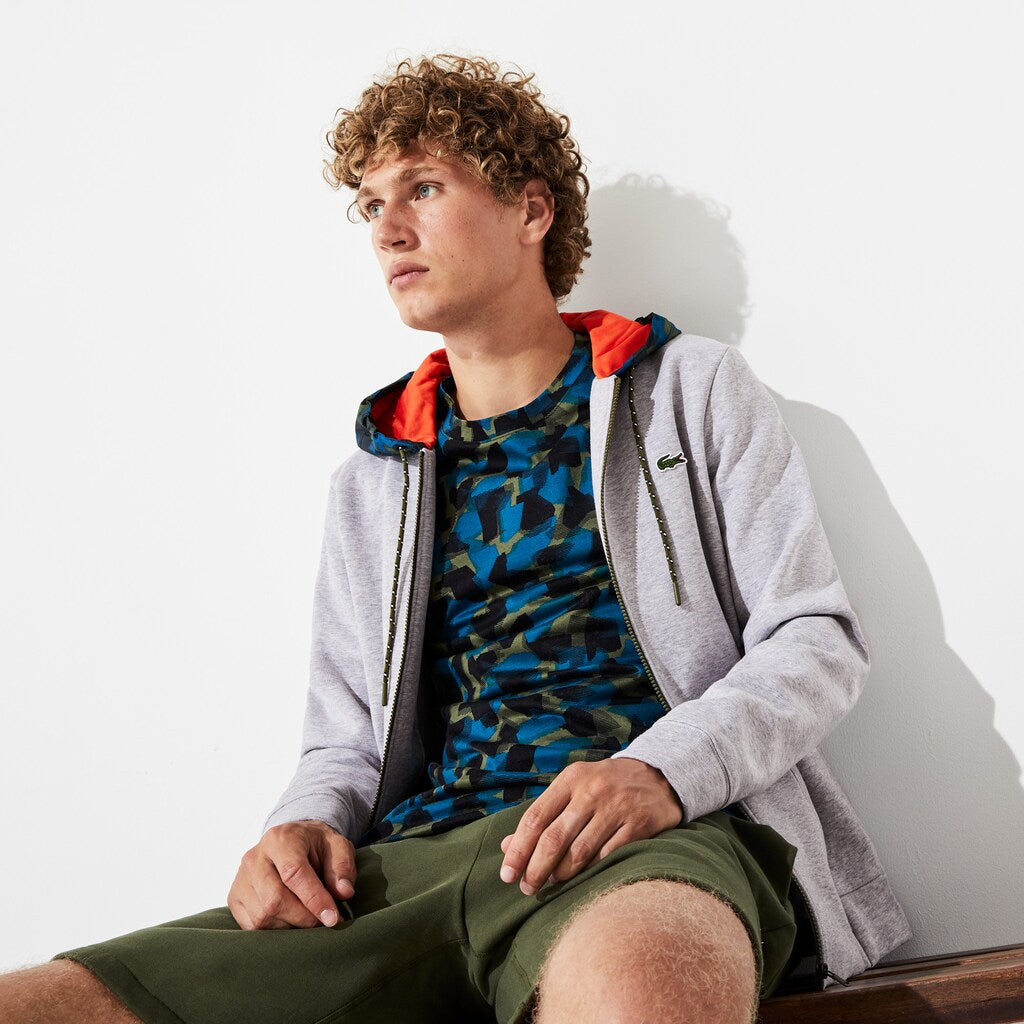 Men's SPORT Contrast Hood Fleece Zip Sweatshirt / Lacoste