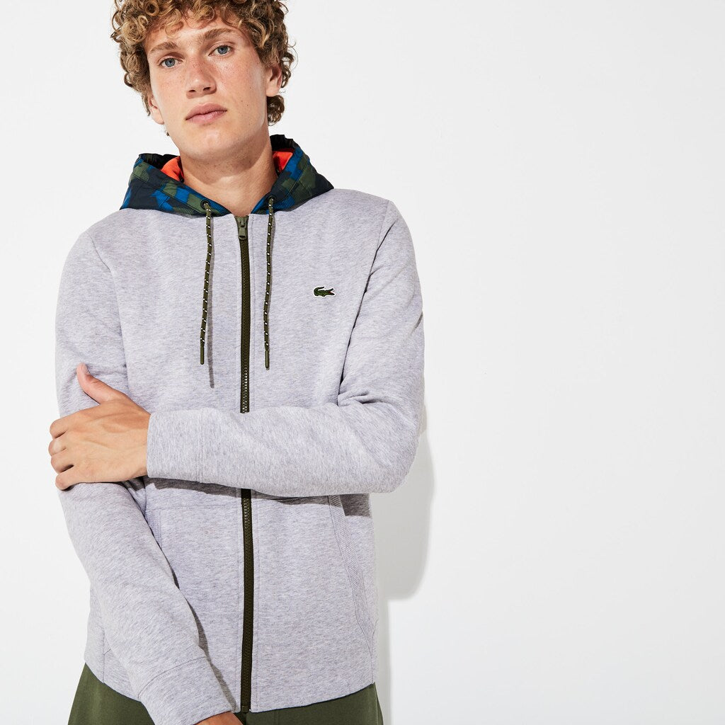 Men's SPORT Contrast Hood Fleece Zip Sweatshirt / Lacoste