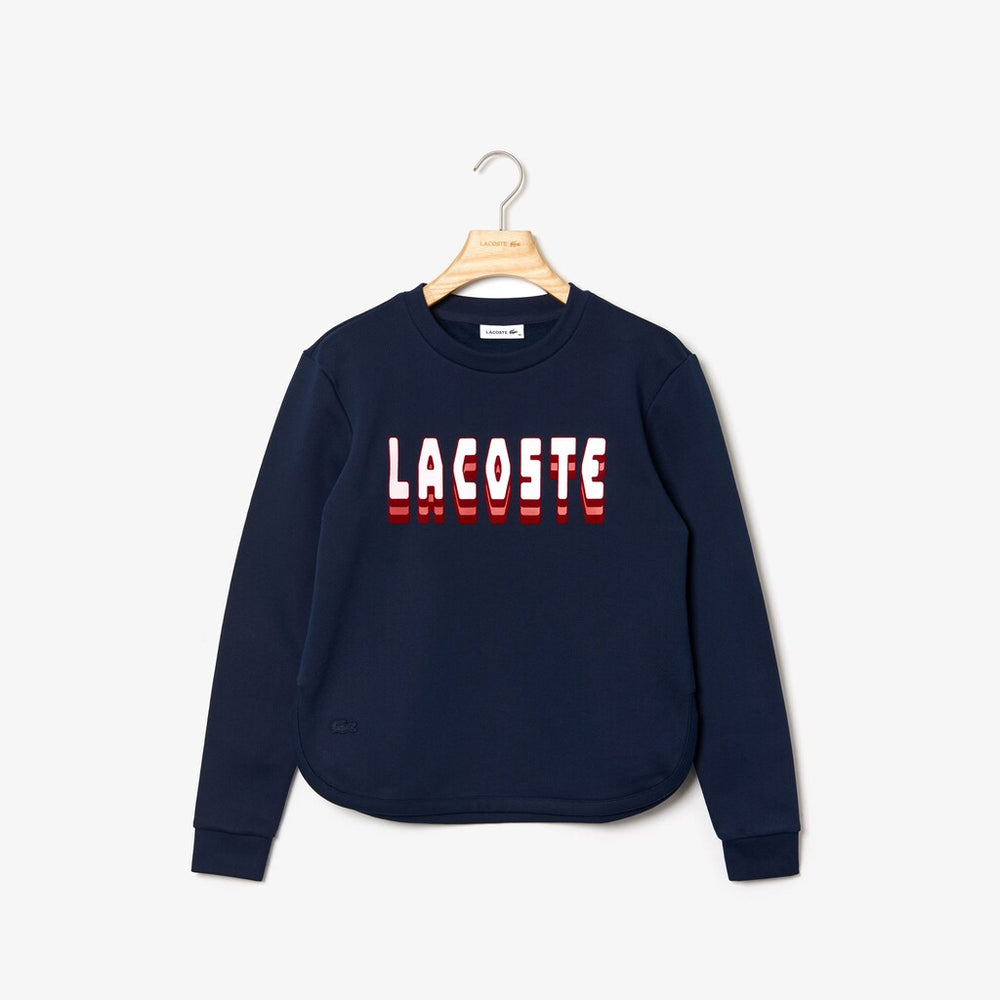 Women's Crewneck 3D-Lettering Cotton Blend Fleece Sweatshirt / Lacoste