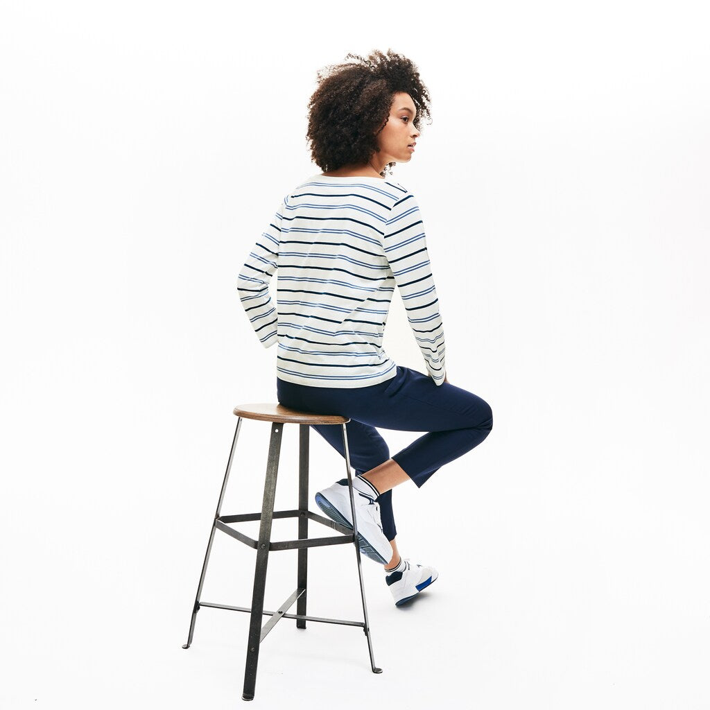 Women's Boat Neck Cotton Blend Sailor Shirt / Lacoste