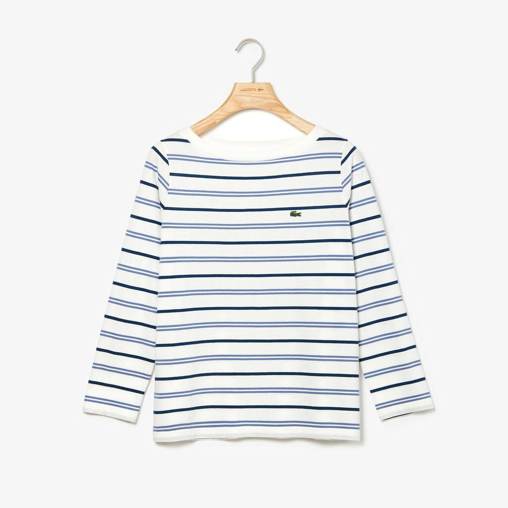 Women's Boat Neck Cotton Blend Sailor Shirt / Lacoste
