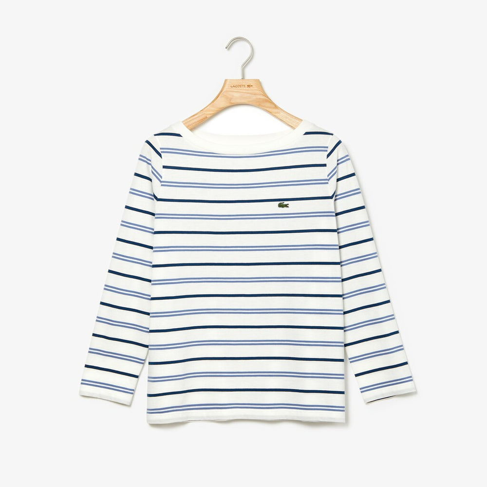 Women's Boat Neck Cotton Blend Sailor Shirt / Lacoste