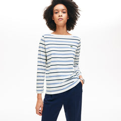 Women's Boat Neck Cotton Blend Sailor Shirt / Lacoste