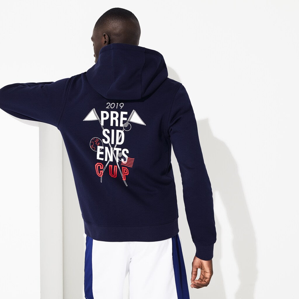 Men's Presidents Cup Hooded Back-Printed Fleece Zip Golf Sweatshirt / Lacoste