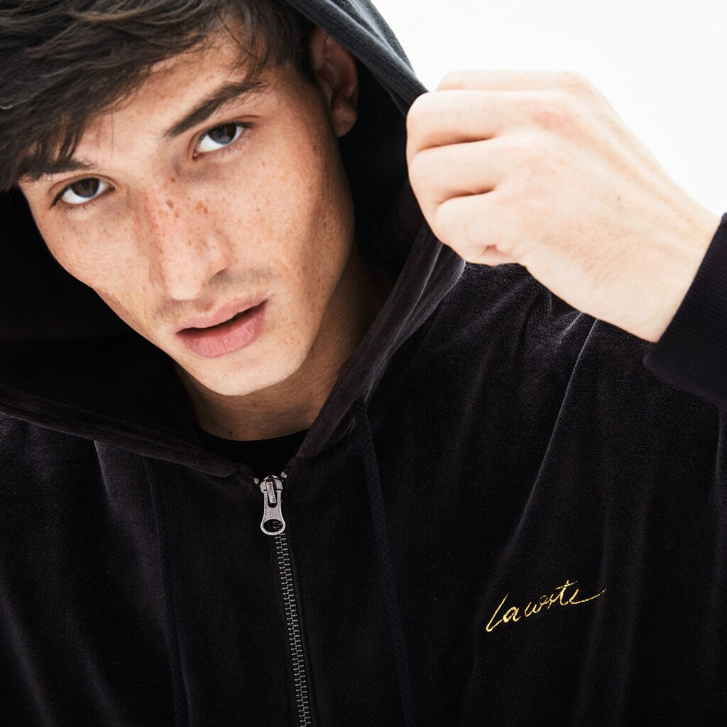 Men's LIVE Signature Hooded Velvet Zip Sweatshirt / Lacoste
